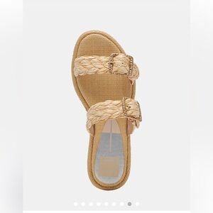 Dolce Vita Alaina Natural Slide Sandal with Gold Buckles Size 8